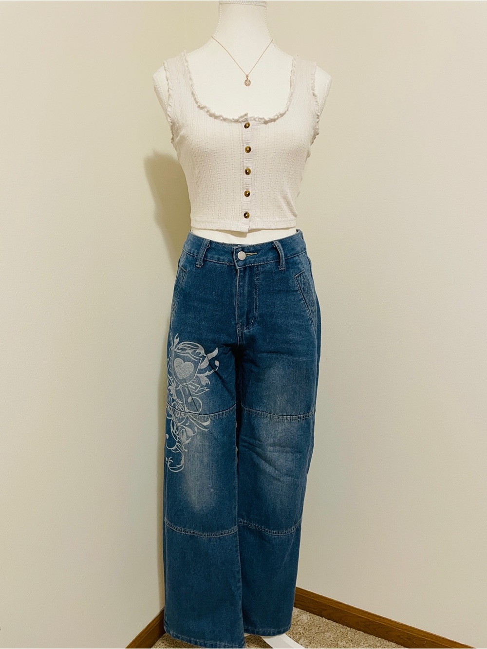 |Emmiol| Women’s Washed Heart Cargo Jeans